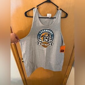 NWT Gray Harley Davidson tank top XL front/back graphics